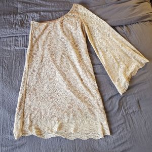 Stellaluxe One Sleeve Lace Cream Dress S